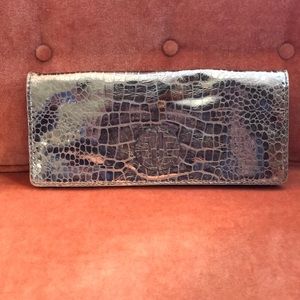 Antonio Melani Metallic Snakeskin Clutch w/ Chain